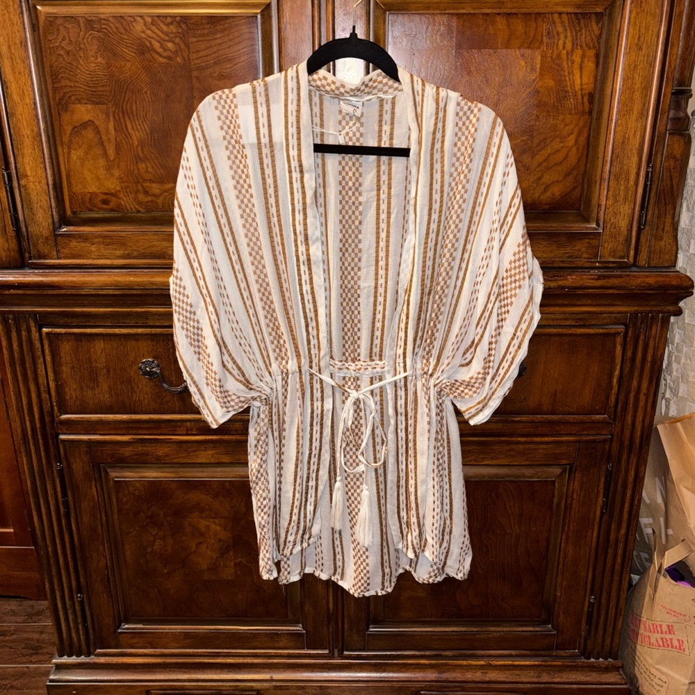 Sonoma Brown and White Patterned Swim Cover Up OS